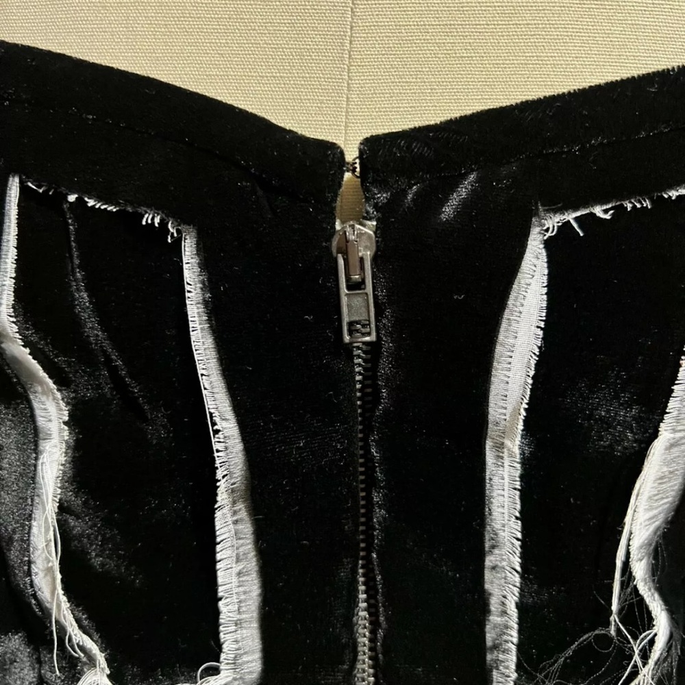 950$ MAISON MARGIELA TOP VELVET BLACK AND WHITE ZIPPER SIZE XS-S 40 IT - Picture 11 of 13